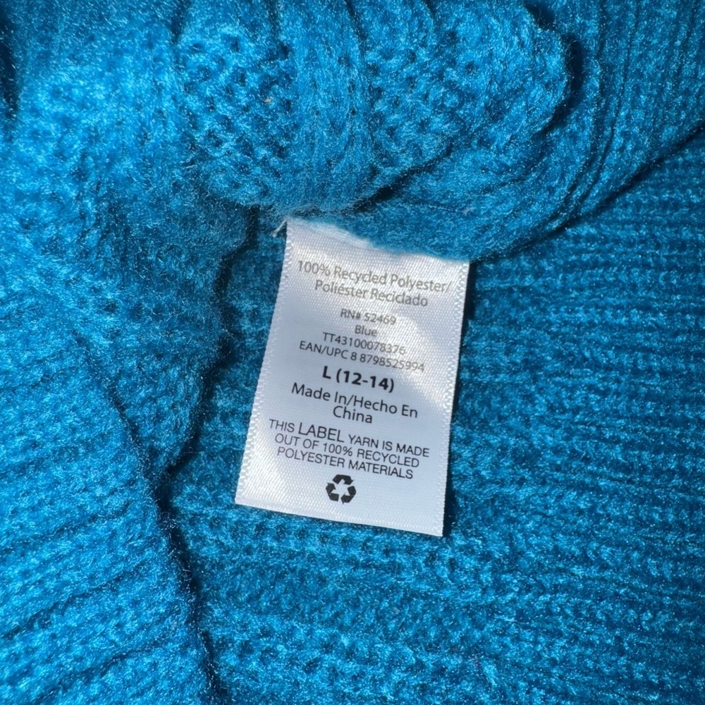 NWT Time & Tru Long Sleeve High Neck Knit Sweater Blue Women’s Large (12-14) - Picture 10 of 10